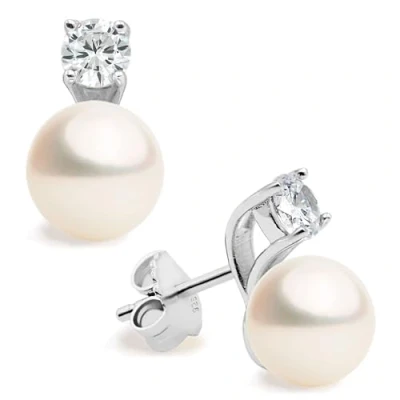 Imagen de Pendientes de Mujer Perlas Cultivadas Agua Dulce 8 9 mm con circonita Secret &amp; You Plata Ley 925 milésimas Diseño Tú y Yo