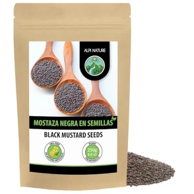 Imagen de Semillas de mostaza negras y marrones (250g), especia 100% natural, secadas suavemente, veganas sin aditivos