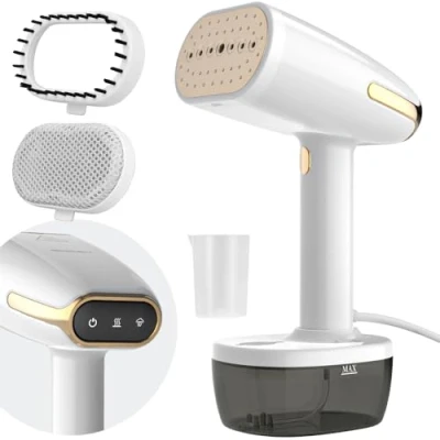 Imagen de Plancha Vertical Vapor 1800W, 350ml Cepillo de Vapor, 30g/min Removedor Arrugas Planchado al Vapo, Viaje para Hogar, Oficina, Viajes, Blanco