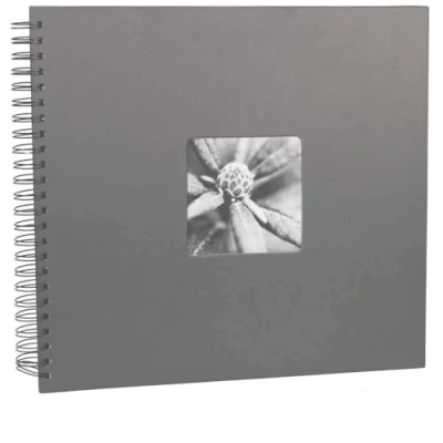 Imagen de Hama Fine Art Álbum de fotos, 50 páginas negras (25 hojas), álbum con espiral, 36 x 32 cm, compartimento para insertar foto, gris