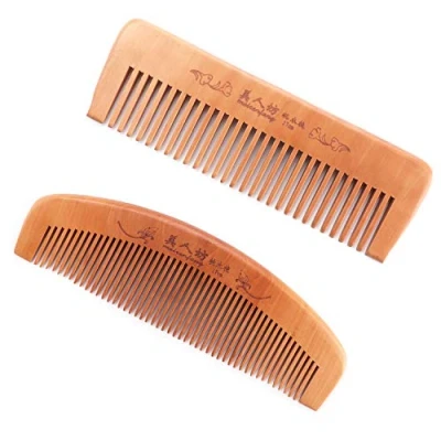 Imagen de QiCheng＆LYS Peine de Madera, Madera Para el Pelo, Dentado Ancho y Fino, Apto Mujeres (Anillo pelo) Visita la tienda QiCheng&amp;LYS