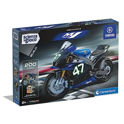 Imagen de Clementoni 19294 Ciencia y juego Build Yamaha M1, modelo de moto en miniatura, laboratorio mecánico, construir para niños a partir 8 años (juego italiano), fabricado