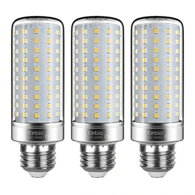 Imagen de tebio LED Plata Maíz Bombillas 25W E27 3000K Blanco Cálido Candelabros bombillas, 200W Bombilla Incandescente Equivalente, 2500LM, vela No regulables, 3 Packs