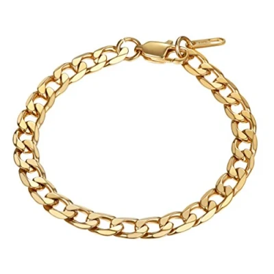 Imagen de PROSTEEL Pulsera Chapado en Oro 18K Brazalete Cuba Curb Chain 6mm 21cm