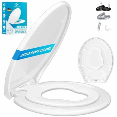 Imagen de KESSER® Asiento de inodoro con Tapa descenso automático, función liberación rápida y cierre suave. Duroplast fijación acero inoxidable