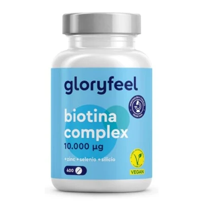 Imagen de Biotina en Alta Dosis 10.000mcg 400 tabletas (+1 año) zinc y Selenio para Piel, Cabello Uñas* Con Vitamina C, Silicio B5 Biodisponible (Bisglicinato de + D biotina)
