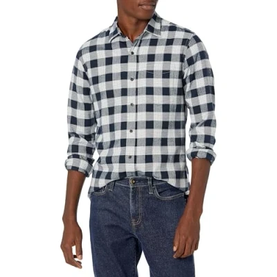 Imagen de Amazon Essentials Camisa de Franela, Manga Larga (Disponible en Tallas Grandes) Hombre, Azul Marino Cuadros Escoceses, M