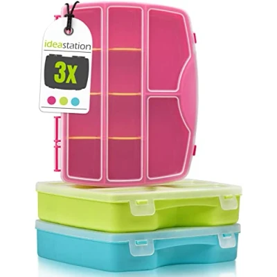 Imagen de idea station caja de almacenamiento plastico 3 piezas / 19 x 15 cm colores almacenaje con tapa