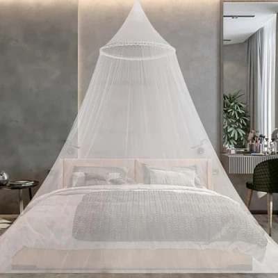 Imagen de Mosquitera para Cama,White Dome Malla de mosquitera,Mosquitero Grande Universal,mosquitera Fina,mosquitera Viaje,para Camas Individuales y Dobles