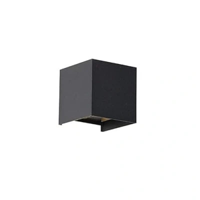 Imagen de Qazqa Moderno Aplique de exterior negro con LED 2 luces IP54 Edwin Aluminio Cubo Incluye Max. 1 x 6 Watt