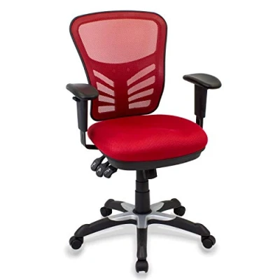 Imagen de Cashoffice Silla de Escritorio Ergonómica, Oficina Giratoria con Respaldo, Asiento y Reposabrazos Regulables (Rojo)