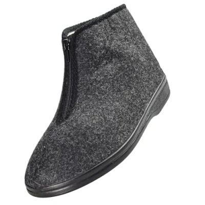 Imagen de APREGGIO Pantuflas de invierno para hombre cálidas fieltro cómodas Zapatillas estar por casa hombre, gris/negro, 42 EU