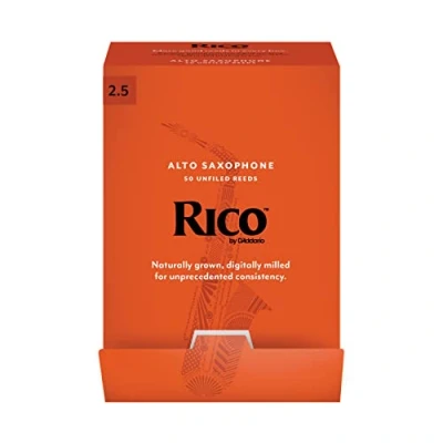 Imagen de D&#039;Addario Woodwinds Rico alto Sax Reeds Cañas para saxofón hechos a mano principiantes, estudiantes, educadores Fuerza 2.5, 50 Pack