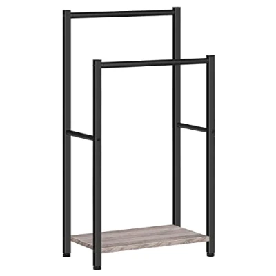 Imagen de HOOBRO Toallero, Toallero de Pie con 2 Barras, Independiente, 42 x 24 80 cm, para Baño, Lavadero, Acero, Ahorra Espacio EBG02LB01