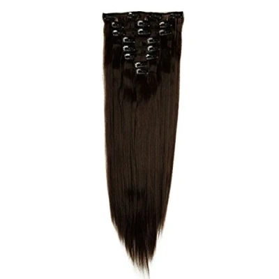 Imagen de S noilite Extensiones de Cabello Natural Cabeza Llena Hair Extensions Pedazo 8 Piezas 18 Clips Larga Recta 66cm Marron oscuro