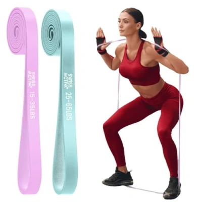 Imagen de Swiss Activa+ Set de Bandas Resistencia para Mujer Ejercicio versátiles Hacer Ejercicio, Pilates, Fisioterapia y Entrenamiento Fuerza