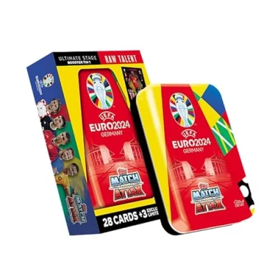 Imagen de Topps Euro 2024 Match Attax Oficial Mini Lata Raw Talent ¡Contiene 28 Cartas Attax, más 3 Limited Edition!