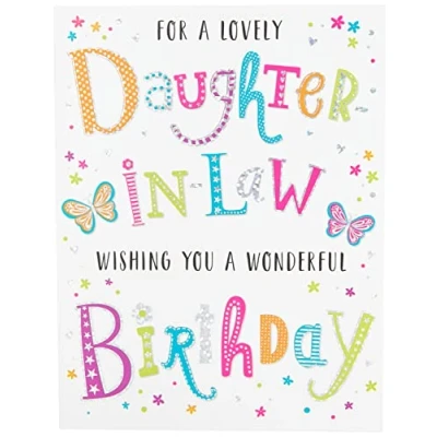 Imagen de Piccadilly Greetings Tarjeta de cumpleaños moderna para nuera, 20,3 x 15,2 cm, color gris