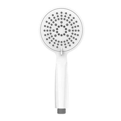 Imagen de WENKO Mango de ducha Young Blanco Ø 11 cm mano universal, rociador con 5 tipos chorros