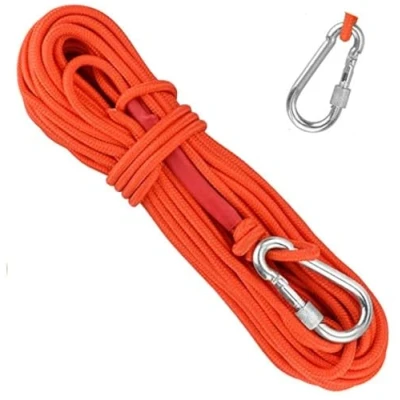 Imagen de EMAGEREN Cuerda de Escalada 20m*6mm Auxiliar Pesca con Mosquetón para Senderismo Multiusos Escalada/Rescate y Deportes al Aire Libre/Camping Naranja