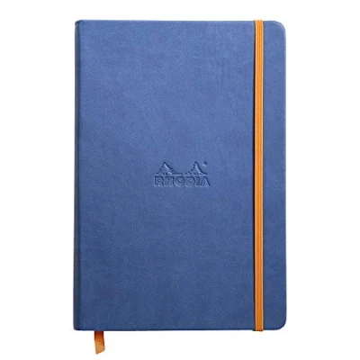 Imagen de Clairefontaine ES Cuaderno con goma elástica Rhodia 118722 C Book Rhodiarama, 96 hojas, color azul zafiro A5