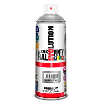 Imagen de Pinty Plus Evolution, Esmalte acrílico, Plateado (Metallic Silver), 400 ml