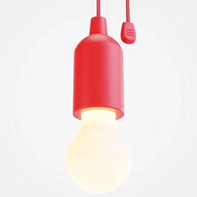 Imagen de ABSINA Lámpara LED a pilas roja Pull Light 1W incl. luz inalámbrica blanco cálido Lampop Bombilla Portátil del Cordón para camping