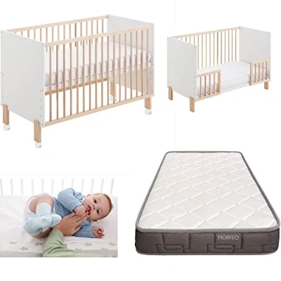 Imagen de COOL · DREAMS Cuna colecho Convertible en Cama Umami. Bebe con colchon Morfeo, Kit para unir la a Seguridad, barandillas convertirla y 4 Ruedas CoolDreams