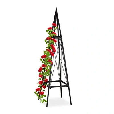 Imagen de Relaxdays Tutor Plantas Tipi, Soporte Trepadoras de Pie para Rosas, Tomates, Vid, Hierro Resistente, 132 cm Alto, Negro