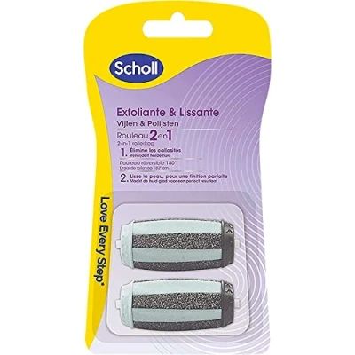 Imagen de Scholl Rodillos de repuesto 2 en 1 exfoliante y alisador Recarga para rallador pies cambiar cada 3 meses obtener resultados óptimos x2