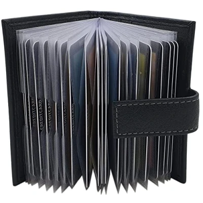 Imagen de XXL Cuero de búfalo Caja la Tarjeta para un Total 24 Tarjetas credito MJ Design Germany con protección RFID y NFC (Negro)