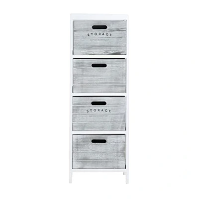 Imagen de Lastdeco Multicajonera SOURE Mesita de Noche Gris Madera Paulownia 4 Cajones 32 x 27 91 cm