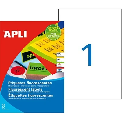 Imagen de Apli Paper Ref. 2879 Etiquetas Adhesivas Naranja Flúor L/C A4