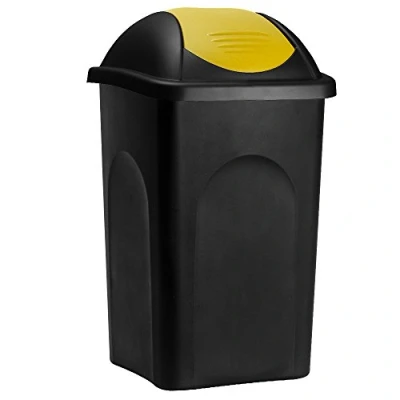 Imagen de Cubo de basura negro/amarillo plástico 68x41x41cm 60L