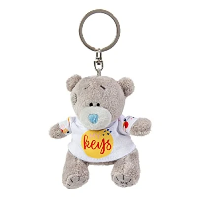Imagen de Me to You Llavero de peluche con texto en inglés &quot;My Keys&quot;, colección oficial, gris, S