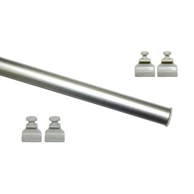 Imagen de GARDINIA Sujeción inferior para colgar las cortinas de paneles, Incluye tiras adhesivas, Aluminio, 60 cm, Plateado