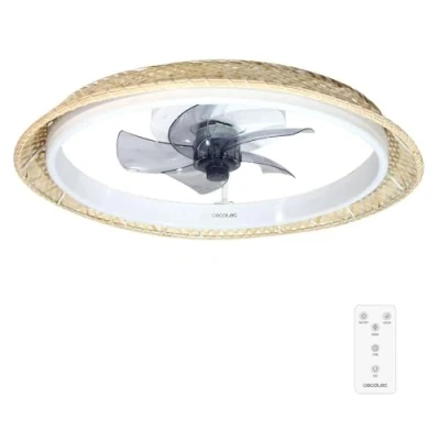 Imagen de Cecotec Ventilador de Techo con luz EnergySilence LampAero 620 Natural Design. Motor DC 20W, LED, 5 aspas 17 pulgadas, Mando, 6 Velocidades, 3 tonalidades luz, Temporizador, modo winter/summer