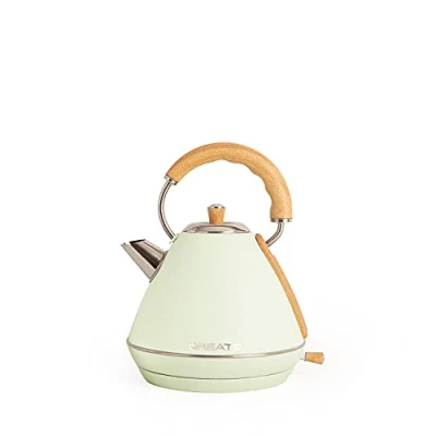 Imagen de CREATE/KETTLE RETRO L/Hervidor de agua eléctrico Verde/Ebullición rápida, capacidad 1,7l, apagado automático, filtrado anti cal, autoapagado, indicador nivel agua, Ø19 cm, 2200 W