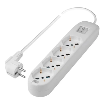 Imagen de POLY POOL PP2507XL Ladrón Multitoma Eléctrica 250V 4 Tomas Bivalentes 10/16A 2P+T Multiestándar P40 Enchufe Ahorro de Espacio Individual Franco/Alemán Grande 16A