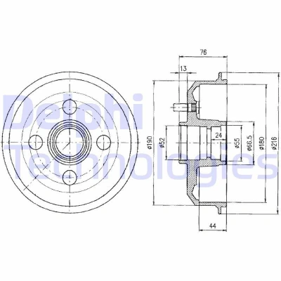 Imagen de DELPHI BF329 Tambor de Freno sin anillo sensor ABS, cojinete rueda 216 FORD: FIESTA 5, KA Hatchback, 4