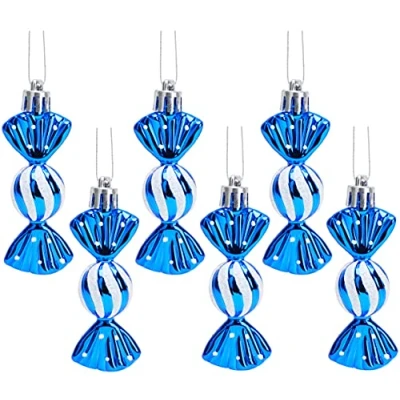 Imagen de Christmas Concepts® Paquete de Mini Adornos en Forma Dulce 6 8 cm (3.2&quot;) Decoración Brillante y con Purpurina Decoraciones para árboles Navidad (Azul Real)