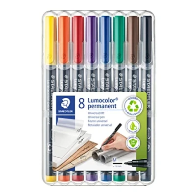Imagen de STAEDTLER 317 WP8 ST Estuche 8 rotuladores Retro Permanente con Punta Media, Color Negro/Transparente, (317WP8)