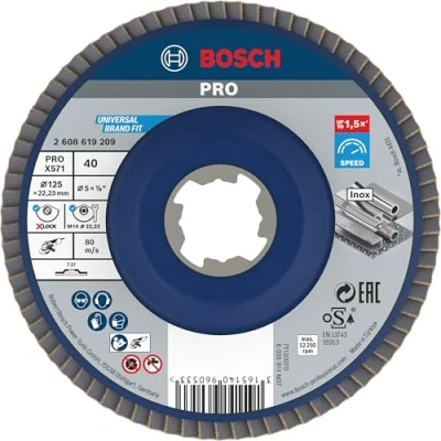 Imagen de Bosch Professional Best Disco de láminas recto (para metales, X LOCK, X571, Ø125 mm, grano K40, orificio Ø 22,23 mm)