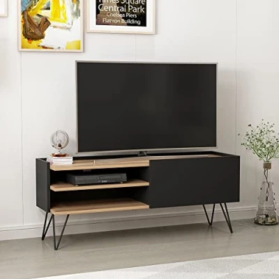 Imagen de Mueble de tv moderna dronninglund 2 estantes aglomerado/metal
