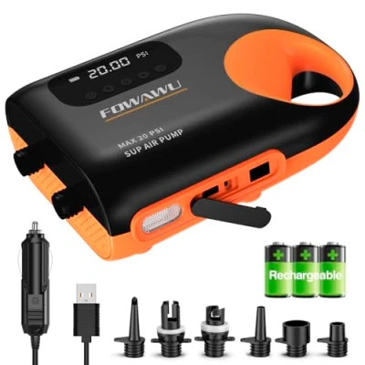 Imagen de FOWAWU Bomba Sup Bateria 3 * 7800mAh, 20 PSI Sistema de Enfriamiento Activo, 12V DC Inteligente Dos etapas Rápido y Apagado Automático