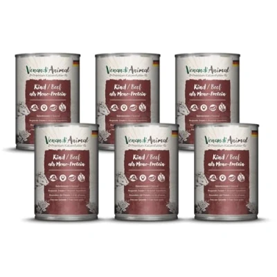 Imagen de VenandiAnimal Comida de Calidad para Gatos Carne Vacuna como monoproteína, húmeda, sin Cereales y Natural, Paquete 6 (6 x 400 g)