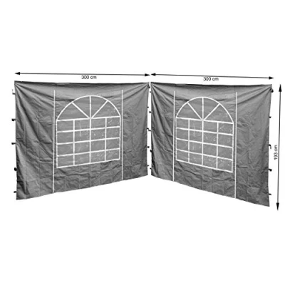 Imagen de QUICK STAR 2 Paneles Laterales con Ventana de PE 300x195cm Gris para Gazebo Sahara 3x3m