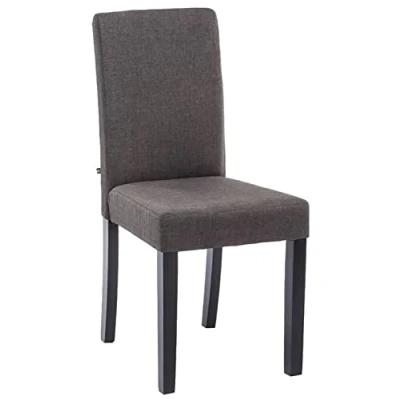 Imagen de CLP Silla De Salón Comedor Ina Acolchada En Tela I Sala Espera con Base 4 Patas Madera, Color:Gris Oscuro, Color del Marco:Negro
