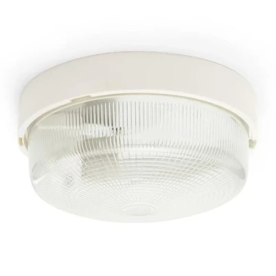 Imagen de Velamp BIGBOB Aplique Redondo/plafón 22cm. en plástico + Vidrio E27 MAX 60W. IP44: se Puede Instalar Interiores o Exteriores, 60 W, Bianco