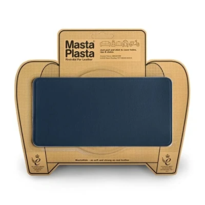 Imagen de MastaPlasta Parche Autoadhesivo Premium para Reparación Instantánea de Cuero y Otros Tejidos. Azul Marino. 20cm x 10cm. Primeros Auxilios sofás, Asientos Coche, Bolsos, Chaquetas